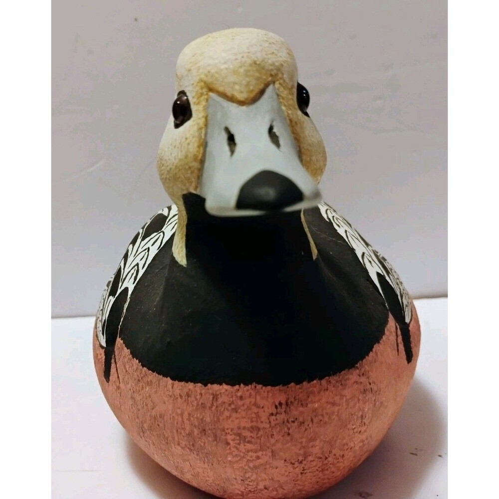 Vtg Hand Carved Wood Stellers Eider Duck Decoy Painted Drake Sporting Folk Art